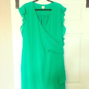 Gorgeous green wrap dress with ruffle detail